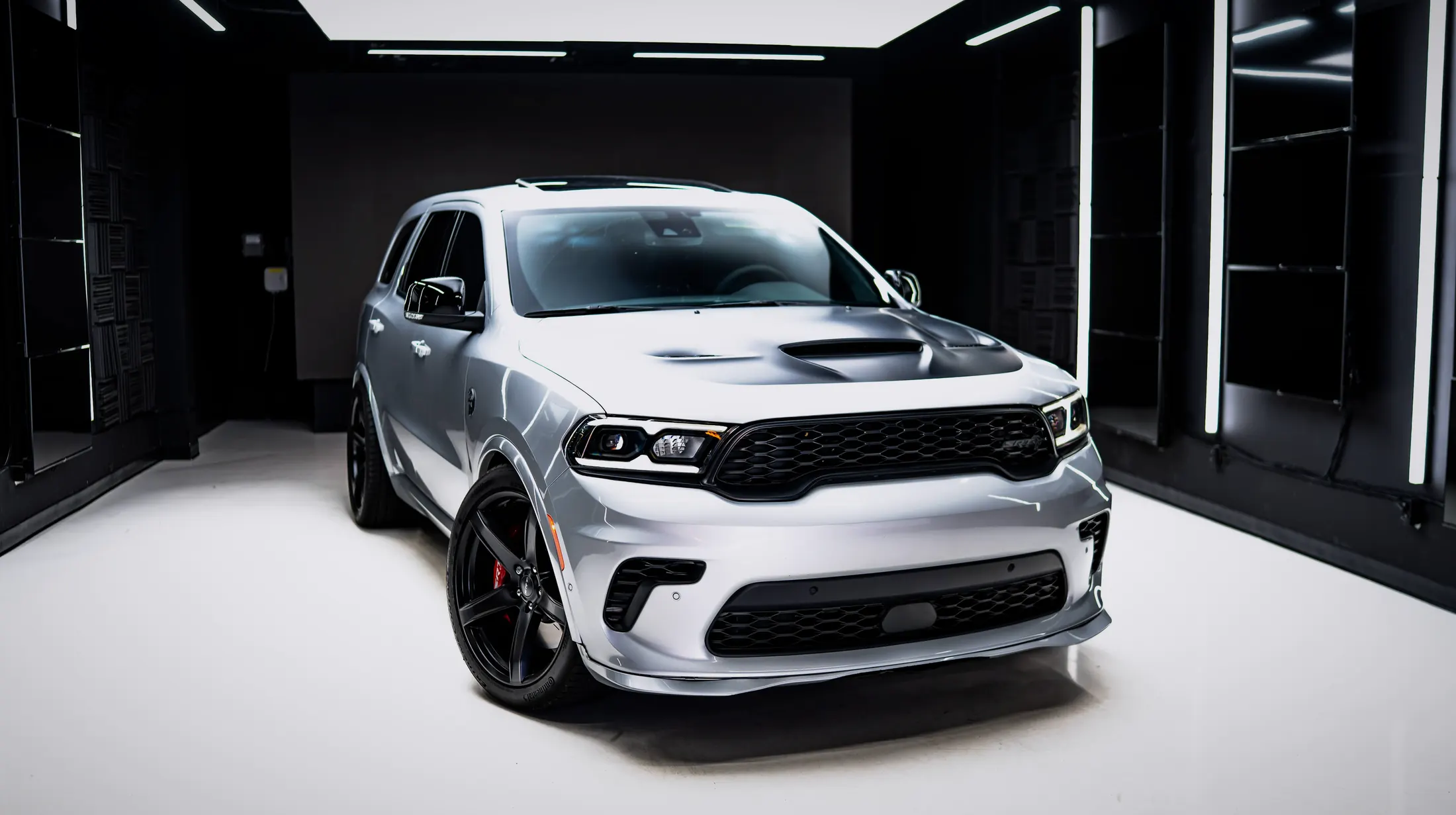 Dodge Durango SRT Hellcat on the Sea-to-Sky Highway near Squamish with Howe Sound below